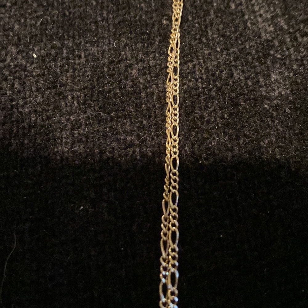 28” long tunic length silver plated chain holds blue teardrop pendant $13.00 - Picture 2 of 3
